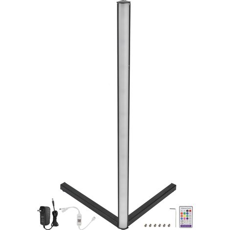 Lampadaire d'angle avec WiFi et APP, 16 millions de couleurs, télécommande 24 touches, lumière pour bar d'angle, maison, 100-240V, coque noire.