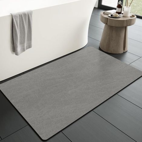 Tappetino da bagno antiscivolo e ultra assorbente: sottile (40 x 60 cm), lavabile e ad asciugatura rapida. Adatto per doccia, vasca da bagno, WC e bagno. Grigio. (1/4)
