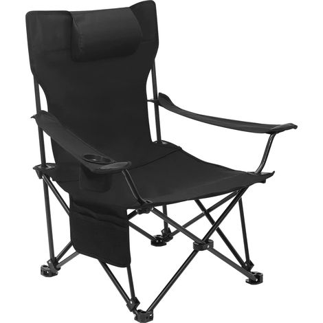 Woltu – Chaise de camping avec appui-tête amovible – Poche de rangement et porte-gobelet – Structure en acier – Charge 150 kg – Sac de transport inclus