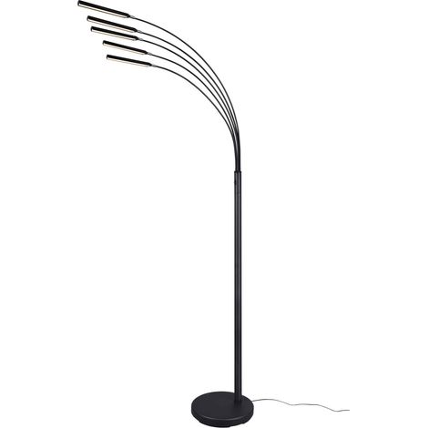 Lampada da terra LED 5 luci, metallo, nero opaco, H195 cm, Reed (1/5)