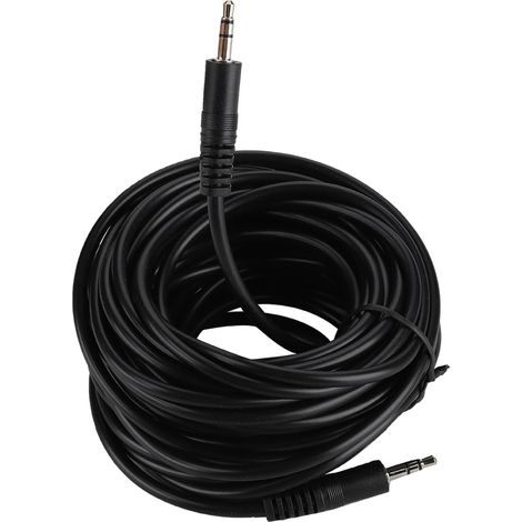 Câble audio blindé en cuivre 3,5 mm mâle-mâle, 10 m, pour haut-parleurs et casque.