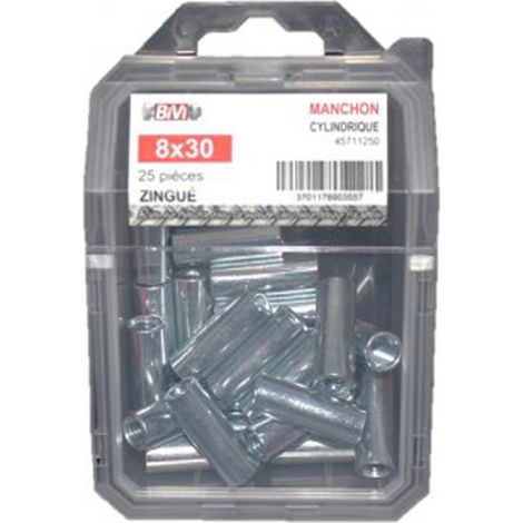 Manchon cylindrique DIN 6334 Zingué 10 x 30 mm Coque de 20 pièces - BIVI