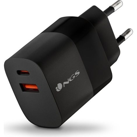 Cargador de Pared NGS Bud/ 1xUSB Tipo-C/ 1xUSB/ 33W