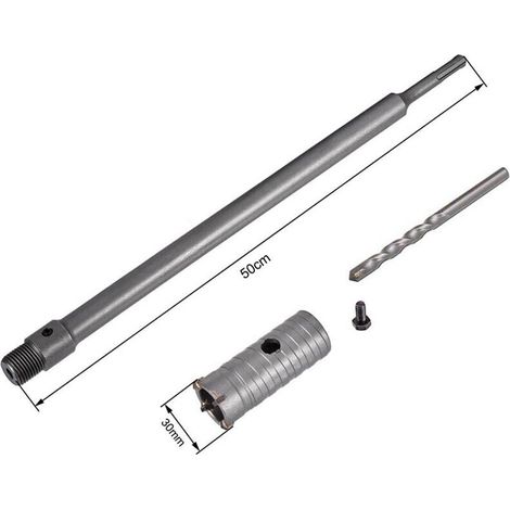Fresa A Tazza 30 Mm Asta Prolunga 50 Cm Per Trapano Attacco Sds Plus