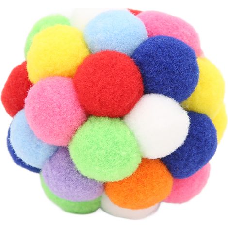 Pomponbälle für Katzen, Katzenballspielzeug mit Glöckchen, weiche, interaktive, bunte Katzenbälle, Spiel- und Kauspielzeug für Wohnungskatzen und Kätzchen.