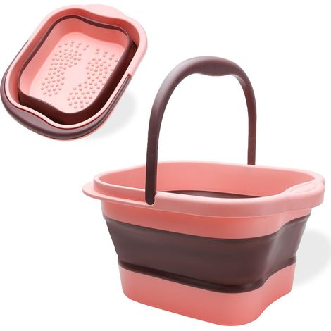 Recipiente plegable para pies, 120 puntos de masaje, asa portátil, 13 litros, material TPE, para el hogar y la oficina. (1/5)