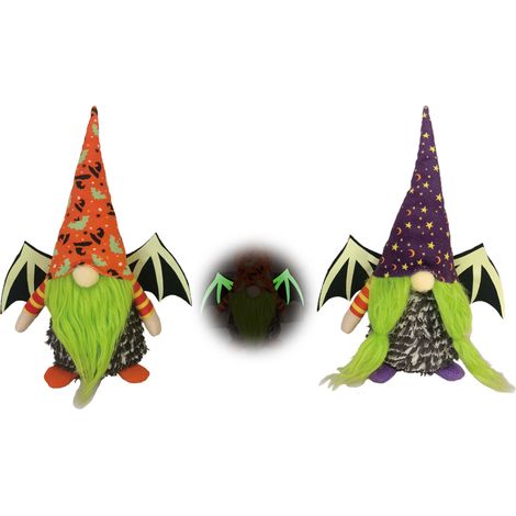 de 2 gnomes d Halloween en peluche avec ailes lumineuses