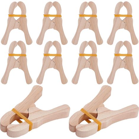 8 Pcs Pince à Linge en Bois, Clips de Construction de Forts en Bois de Burly Pinces Artisanales pour Tissus de Couvertures et de Construction (1/5)