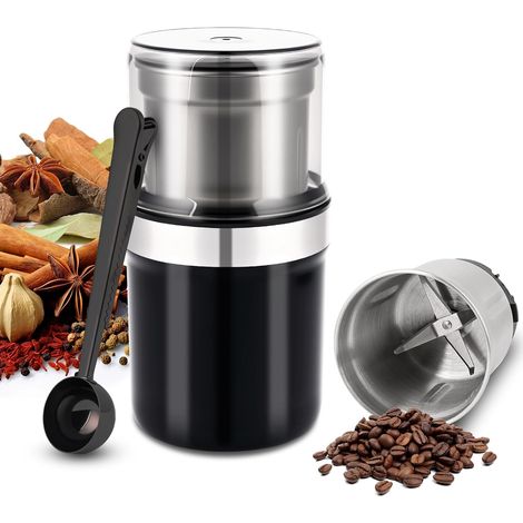 Moulin à Café Électrique 200W, Moulin à Épices avec Bol Amovible et Lame en Acier Inoxydable, Réservoir à Grains 100 g pour Grains Épices Noix Poivre Café (1/5)