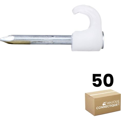 Lot de 50 Clip à clou Mureva Fix - Conduit Ø18-22mm - Clou Ø2,5-L45mm - Blanc - Schneider Electric - 2060002 (1/2)