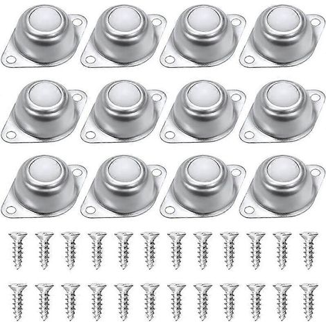 Roulettes à billes pour meubles, lot de 12, en nylon et acier inoxydable (1/5)