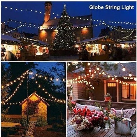 G40 Lichterkette für den Außenbereich, 15 m, LED-Lichterkette für Innen und Außen, warmweiß, 46+4 E12-Glühbirnen, IP45 wasserdicht (1/4)