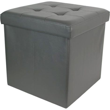 Pouf & Coffre de Rangement "Home Factory" 38cm Gris (1/2)