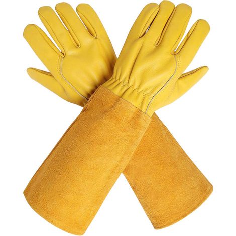 Gants de Jardinage pour Hommes/Femmes, Gants de Travail en Cuir de Vache Durables, Résistant aux épines - avec Protection des Avant-XL (1/3)