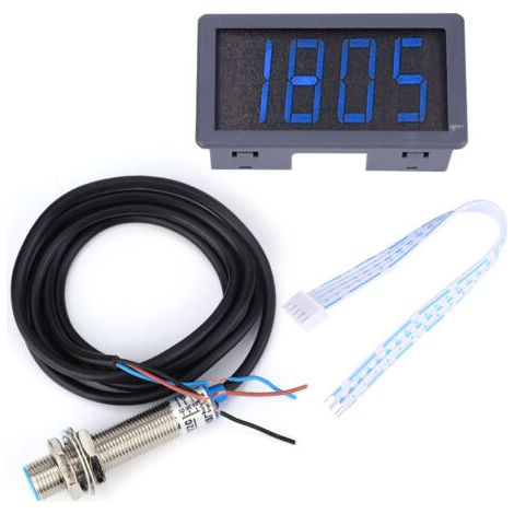 QORVA-Tachymètre de moteur LED bleu à 4 chiffres, compteur de vitesse RPM, capteur de commutateur de proximité NPN Hall (tachymètre) (1/5)