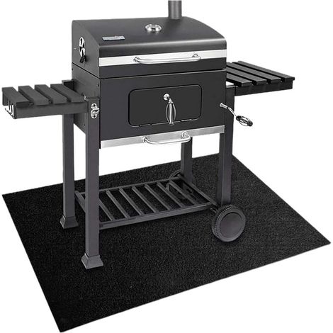 Tapis Sous Grill - 127 x 91 cm - Imperméable Résistant Au Feu Anti-dérapant Anti-huile - Pour Grill Gaz Charbon - Noir (1/5)