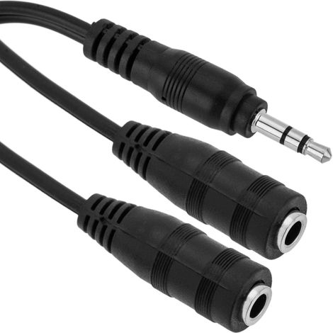 BeMatik - Duplicator audio stéréo adaptateur minijack 3,5 mm minijack 3.5mm mâle 2 femelles 10cm (1/5)