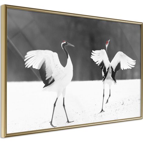 Affiche Murale Encadrée "Bird Date" 30 x 20 cm Or