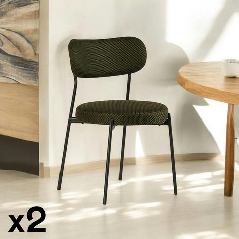Chaise en tissu résille matelassée vert (lot de 2) IENA (1/4)