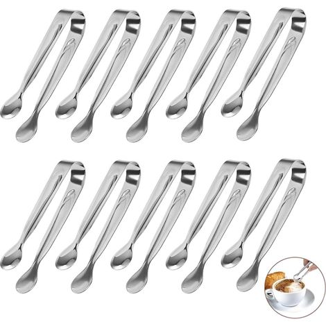 Pince À Sucre - Acier Inoxydable - 11 X 1,7 Cm - Pour Sucreries Glace Bonbons Salades Spaghettis - Lot De 10 (1/5)