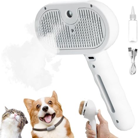 Filiyano-Brosse vapeur pour chat et chien - Brosse vapeur 3 en 1 avec spray démêlant et peigne pour chats et chiens - Brosse vapeur pour chien (1/5)