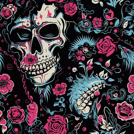 Tela decorativa para exteriores Oxford - Motivo de calavera I DX4396 (1/5)