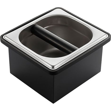 Boîte à café à expresso - Accessoires pour machine à café - Petite boîte à café en acier inoxydable avec barre en silicone et base antidérapante (1/5)