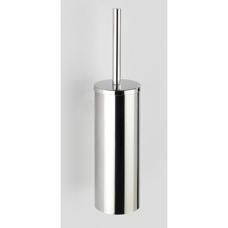 WENKO Freistehende WC-Garnitur geschlossene Form Orea Glänzend, WC-Bürstenhalter inkl. WC Bürste, Silber glänzend, Edelstahl rostfrei glänzend , Polypropylen schwarz (1/2)