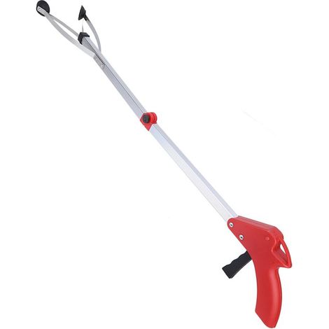 Longziming - Pince à déchets 80 cm – Métal et plastique – Pliable et ergonomique – Poignée antidérapante – Rouge – 1 pièce (1/5)