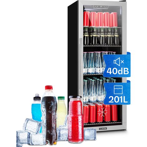 Klarstein – Réfrigérateur mini bar 171L – Silencieux 40 dB – Température réglable 0-10°C – 5 étagères modulables – Porte vitrée avec éclairage LED (1/5)