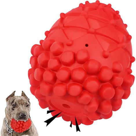 Jouet grinçant pour chien, balle à mâcher agressive, jouet de dentition en caoutchouc Durable, pour animaux de compagnie de taille moyenne et grande (rouge) (1/5)