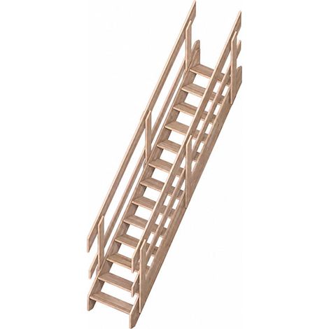Holztreppe mit 13 Stufen – Steighöhe 2.80m – Breite 0.73m - 2 Handläufe - ALSACE-I-280-2MC