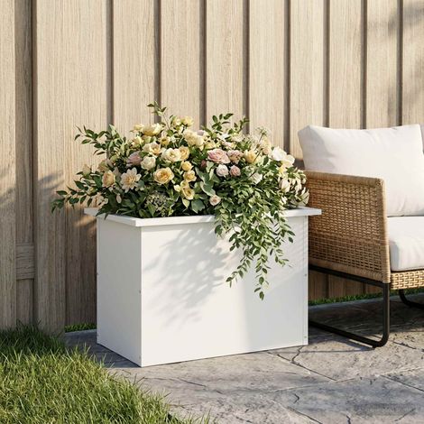 vidaXL Jardinera para jardín con luces LED Blanco 40 x 60 x 40 cm (1/5)