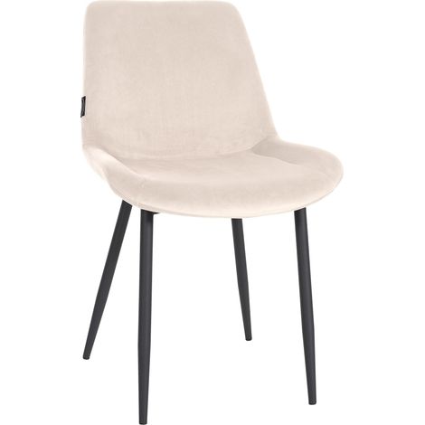 Silla de comedor x1 diseño moderno y cómodo en terciopelo crema y metal negro mate 100007233 (1/5)