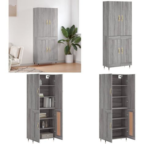 Highboard Grau Sonoma 69,5x34x180 cm Holzwerkstoff - Schrank - Holzwerkstoff (1/5)