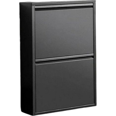 Dmora - Scarpiera Ezequiel, Mobile portascarpe, Armadio da ingresso multiuso, Mobiletto per calzature, 50x15h71 cm, Nero, con imballo rinforzato (1/4)