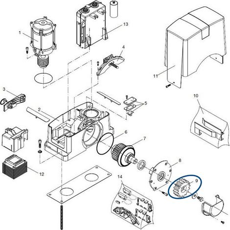 Pignon BENINCA' 9686032 M4 pour moteur de portail coulissant Bull (remplacement)