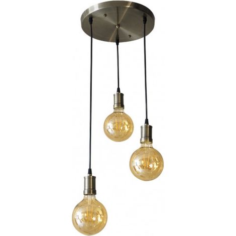 Lampara Celso 3xe27 Cuero/ambar Bombillas  Incluidas 24w 2700k 2250lm Regx36x36 Cm