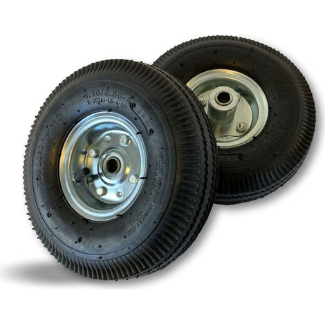 Set de 2 roues gonflables Ø 260 mm 90 mm Jante métal démontable Alésage 16 mm Moyeu 54 mm - A l'unité - Jante métallique par deux (1/5)