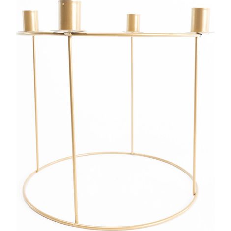 TrendLine Deko Metall Adventskranz, gold, Ø 29 cm Weihnachtskranz Tischkranz (1/2)