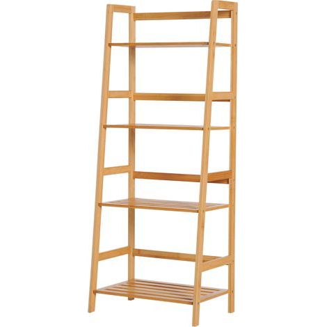 4-stufiges Bambus-Leiterregal, Bücherregal im Naturstil, 48 x 31,5 x 120 cm (L x B x H) (1/5)