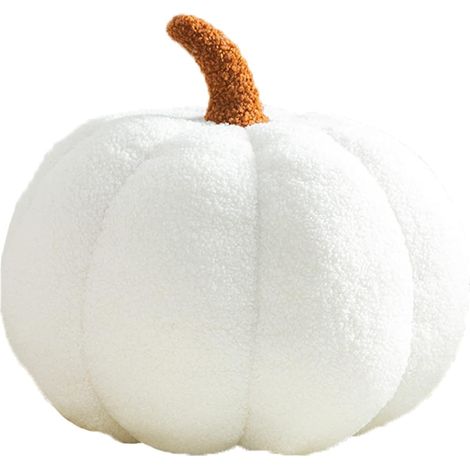 3D-Kürbis-Kissen, weiches Plüsch-Kürbisspielzeug, ideal für Wohnaccessoires, Halloween, Weihnachten oder Geburtstagsfeiern (Weiß, 8 Zoll)
