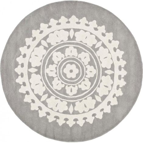 Tappeto Rotondo - Lana - Romanty Grigio chiaro - Lana, Tessuto