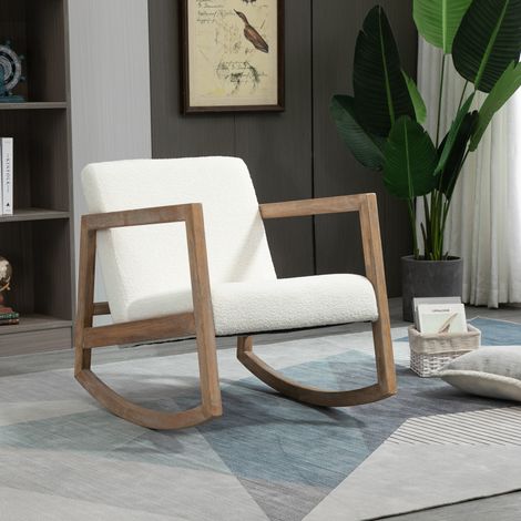 MEUBLIV sedia a dondolo 60 x 81 x 71 cm bianco crema - schienale imbottito (1/5)