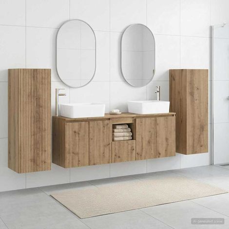 vidaXL Juego de muebles de baño 5 uds. Roble artisan (1/5)
