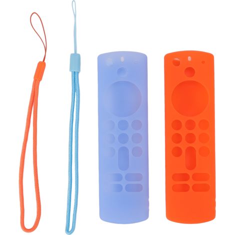 2 pièces Housse de Protection pour Télécommande Anti-dérapante et Antichoc avec Dragonne pour Voice Remote 3ème Génération Bleu et Orange Lumineux (1/5)