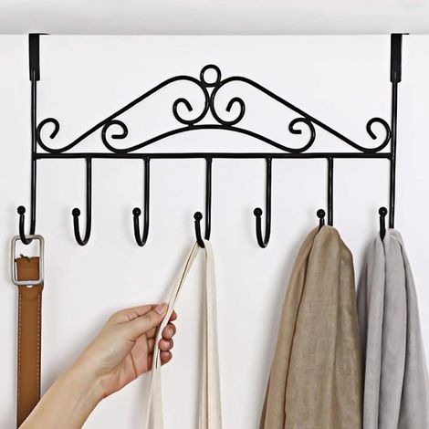 Porte-manteau mural - Porte-manteau sur pied - Crochets de porte à 7 crochets - Patères de porte antidérapantes en acier inoxydable - Porte-serviettes et cintres pour salle de bain et chambre, pour su (1/5)