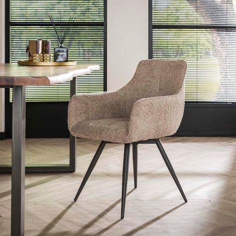 Chaise pivotante avec accoudoir bouclé sable BABCIA (lot de 2) (1/4)