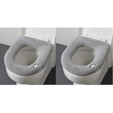 Lot de 2 coussins de siège de toilette doux et chauds, épais, élastiques, lavables, anneaux de siège de toilette universels (1/5)