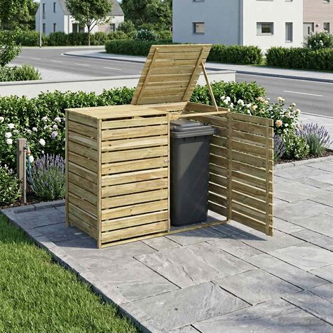 Teenpull – Mülltonnenbox für 2 Behälter 240 L Imprägniertes Kiefernholz (1/5)